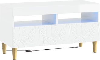 vidaXL Mueble De Tv Led Blanco Brillante Madera De Ingenier&iacute;a Vidaxl