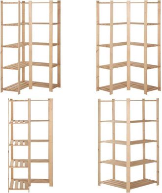 vidaXL Scaffale ad Angolo 5 Livelli 82,5x82,5x170 cm Massello di Pino - Scaffale in legno - Scaffale per cucina