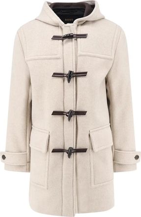 HUGO BOSS Jassen - Heren - Mantel - Beige - M - Wol - Jassen