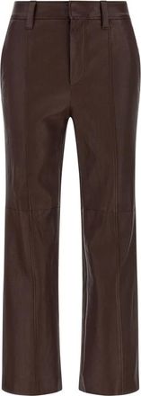Brunello Cucinelli Broeken, Dames, Bruin, 3Xs, Leer, Square Cigarette Broek