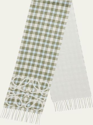 Loewe Check Anagram Silk-Cashmere Scarf