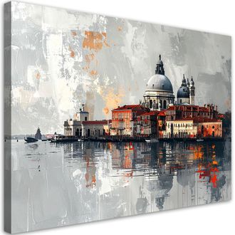 Feeby Impresi&oacute;n De Imagen, Canal Veneciano Con G&oacute;ndolas Con La Ciudad De Fondo Efecto Pintura, 100x70