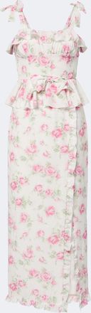 Alessandra Rich Bow-detail floral ruffled silk midi dress