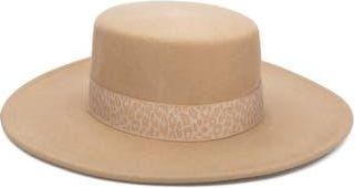San Diego Hat Company Ribbon Trim Wool Fedora in Beige at Nordstrom Rack