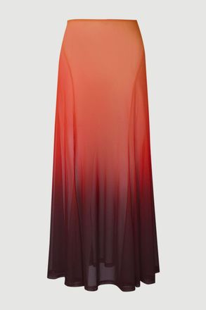 Karen Millen Womens Ombre Sunset Mesh Godet Maxi Skirt - Orange - Size X-Small