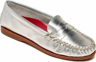 Minnetonka Womens Mellony Penny Loafer In Silver