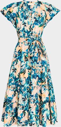 Ulla Johnson Ottilie Floral Tiered Midi Dress