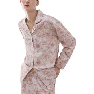 Mango Relaxed Fit Cotton Pajama Top in Pink at Nordstrom, Size Small