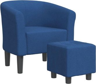 vidaXL Sill&oacute;n Con Taburete Tela Azul Vidaxl