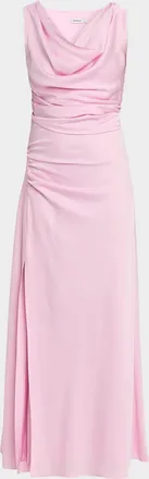 SIMKHAI Melaney Sleeveless Cowl-Neck Satin Maxi Dress