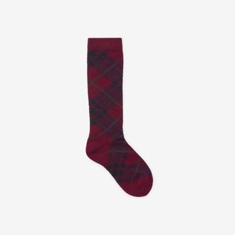 Burberry Check Cotton Blend Socks, Size: XL