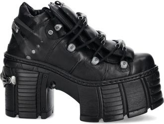New Rock 120 mm M-TM106-C2 laarzen met plateauzool en gespbandje - Zwart