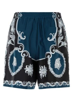 Versace 10222251a16096 5be50 Blackpetrolblue Exterior: Silk Bermuda Short