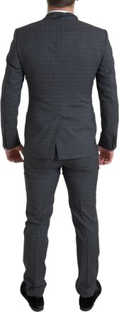 Dolce & Gabbana Mens Gray 2 Piece Single Breasted Martini Suit Patterned Virgin Wool