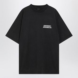 Balenciaga Black Washed Masking Tape T Shirt With Medium Fit