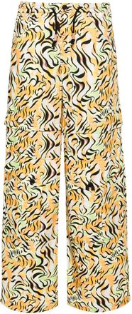 Marni animal-print straight-leg trousers - women - Cotton/Spandex/Elastane - 42 - Orange
