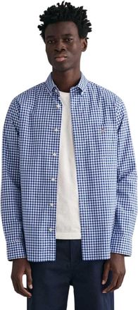 GANT Heren Gingham Normaal Overhemd (Middenblauw)