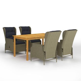vidaXL Juego De Comedor Para Jard&iacute;n De 5 Piezas Marr&oacute;n Vidaxl