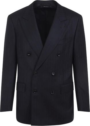 Tom Ford Blazer doppiopetto gessato - Blu