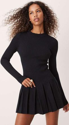 Free People backless knit mini dress in black