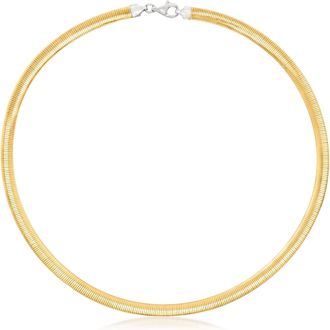 Ross-Simons Italian 6mm Reversible Omega Necklace in Sterling Silver and 18kt Gold Over Sterling