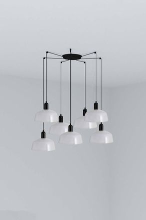 Netlighting Tatawin Medium Cluster Pendant Ceiling Light Black Gloss White 7x E27
