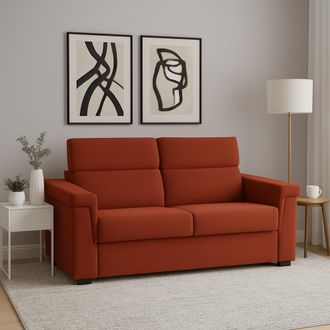 Dmora Sof&aacute; Fijo 3 Plazas Cantu, Desenfundable, Lavable Made In Italy, Con Brazos, 225x95 Cm Naranja