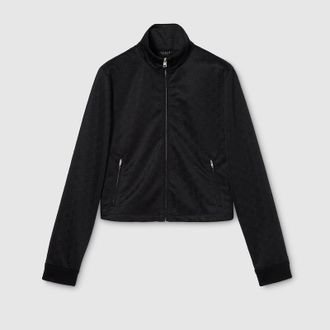 Gucci GG Jersey Jacquard Zip Jacket, Black, Ready-to-wear