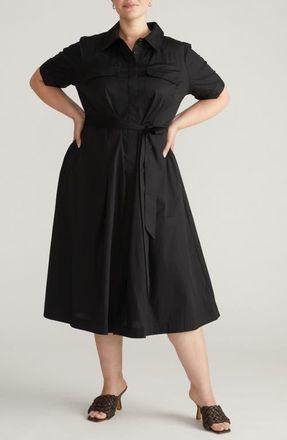 Universal Standard City Poplin Maxi Shirtdress in Black at Nordstrom, Size Xs
