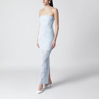 Rotate Light blue floral mesh sheath dress