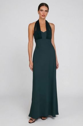 Six Stories Organza Halter Neck Maxi Dress in Turquoise at Nordstrom, Size 14