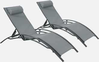 Sweeek Tumbona De Aluminio Textileno, Set De 2