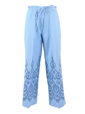 P.A.R.O.S.H. Cropped Wide Embroidered Straight-Leg Pants