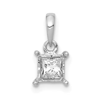 Diamond2Deal 14k White Gold 1/5ct. Diamond Square Pendant