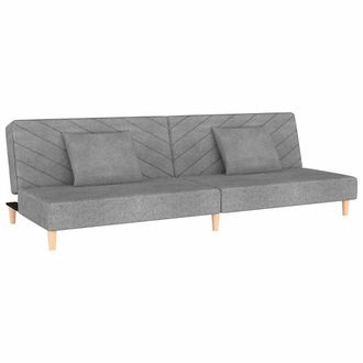 vidaXL Sof&aacute; Cama De 2 Plazas Con Dos Almohadas Tela Gris Claro Vidaxl