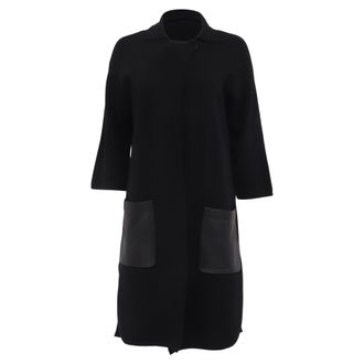 Max Mara Studio Single-Breasted Coat with Pockets in Black Silk
