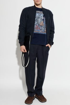 Etro T-shirt With Print, Mens, Navy Blue