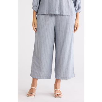 Max Studio Tie Waist Wide Leg Pants in Denim/Black Stripe at Nordstrom Rack, Size 2 X