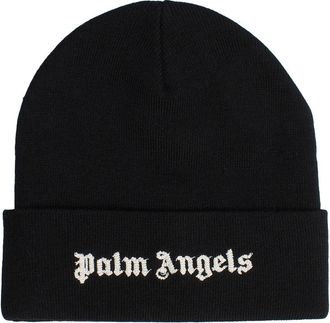 Palm Angels Classic Logo Beanie - unisex - Hoeden - Zwart - ONE Size - Wol - Accessoires