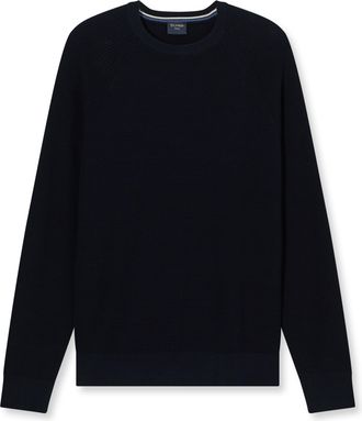 Olymp Rundhalspullover OLYMP Waffle Structure, Herren, Gr. XXL, marine, Strick, Obermaterial: 89% Baumwolle, 11% Polyamid, regular fit, Rundhals, Rippb&uuml;ndch