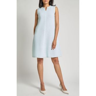 Misook Modern Fit A-Line Knit Dress in Aquatic/White at Nordstrom, Size Xx-Small