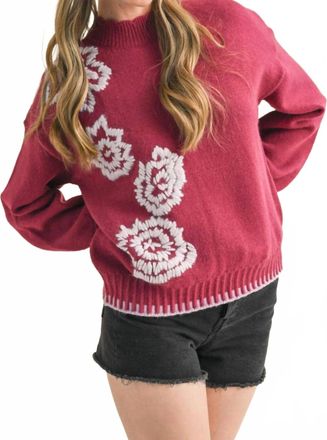 Merci Abigail Flower Detail Sweater In Deep Amethyst