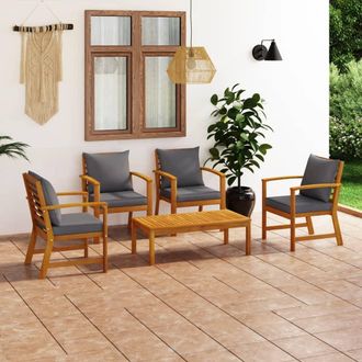 vidaXL Muebles De Jard&iacute;n 5 Piezas Cojines Madera Maciza De Acacia Vidaxl
