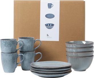 Broste Copenhagen Nordic Sea Fr&uuml;hst&uuml;cks-Set, soft blue (12-tlg.)