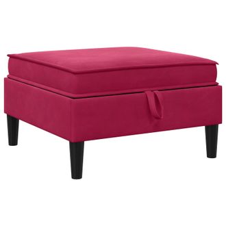 vidaXL Taburete De Sof&aacute; Con Almacenamiento Rojo Vino Terciopelo Vidaxl