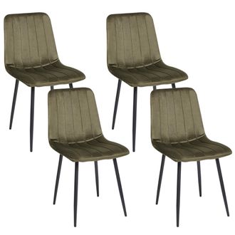 Beliani Conjunto De 4 Sillas De Comedor Moderno Patas De Hierro Terciopelo Verde Oliva Kalispell