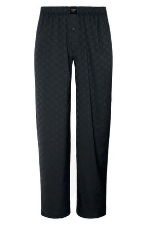 Savage x Fenty Savage X Satin Jacquard Sleep Pants in Black Caviar X Hatch Jacquard at Nordstrom, Size Xx-Large