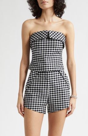 Poss&eacute; Chiara Strapless Stretch Cotton Top in Black/White at Nordstrom, Size Xx-Small