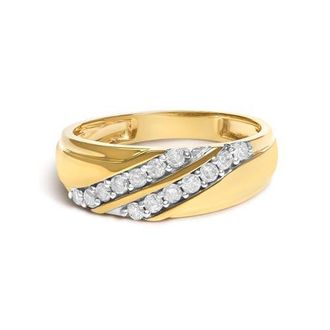 House of Brilliance Mens 14K Yellow Gold Plated Sterling Silver 3/8 Cttw Diamond Crossover Band Ring in Yellow Gold Over Silver at Nordstrom, Size 10