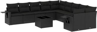 vidaXL Set De Sof&aacute;s De Jard&iacute;n 11 Pzas Y Cojines Rat&aacute;n Sint&eacute;tico Negro Vidaxl